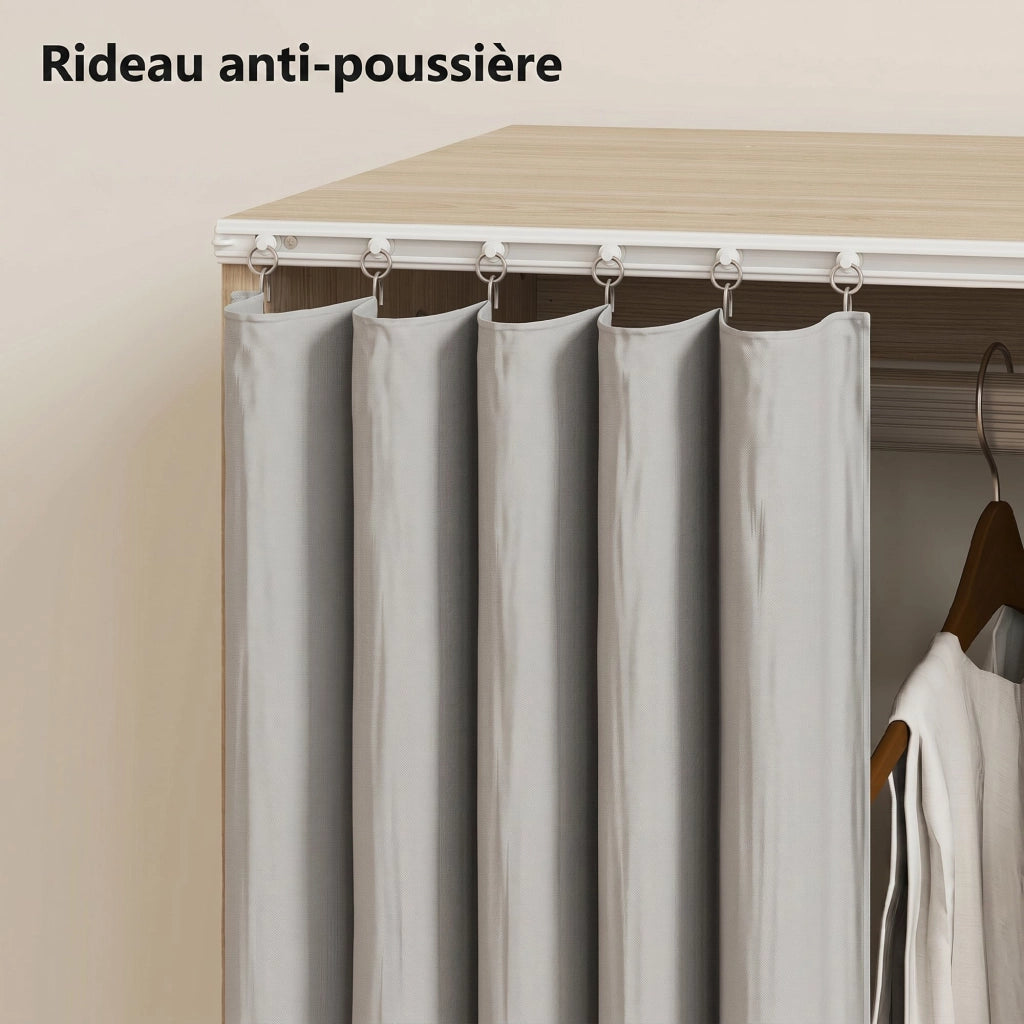 Armadio mobile con ruote ¨C zephmum ¨C effetto legno naturale 80x40x128 cm