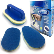 Kit di pulizia per la doccia con manico - set di 2 spugnette ovali per pulizia - spugnetta angolare e manico rimovibile - spugnetta abrasiva per cucina, piastrelle o vasca da bagno Spugnette pulizia