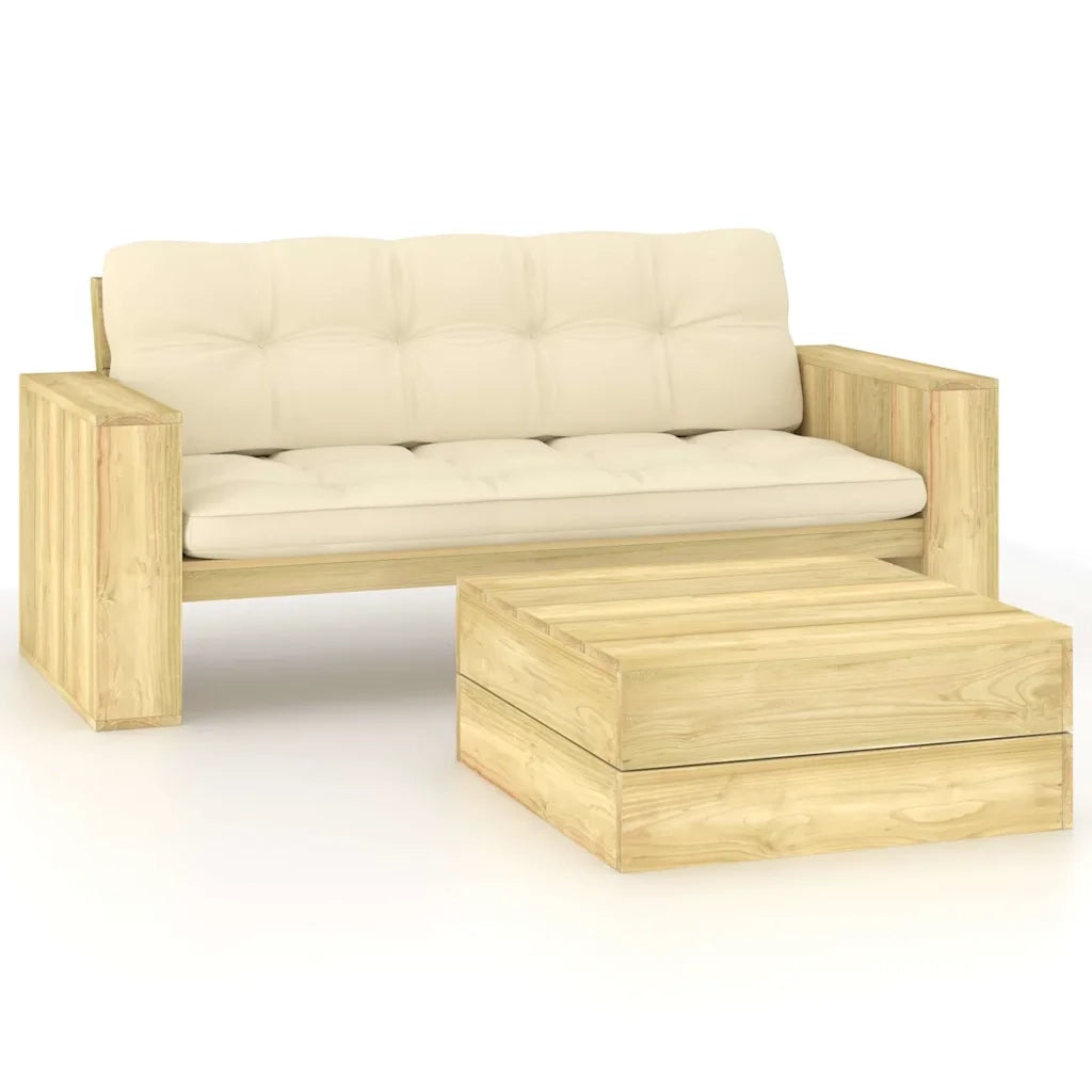 Set Divani da Giardino 2 pz con Cuscini Legno Pino Impregnato 3065779