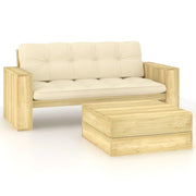 Set Divani da Giardino 2 pz con Cuscini Legno Pino Impregnato 3065779