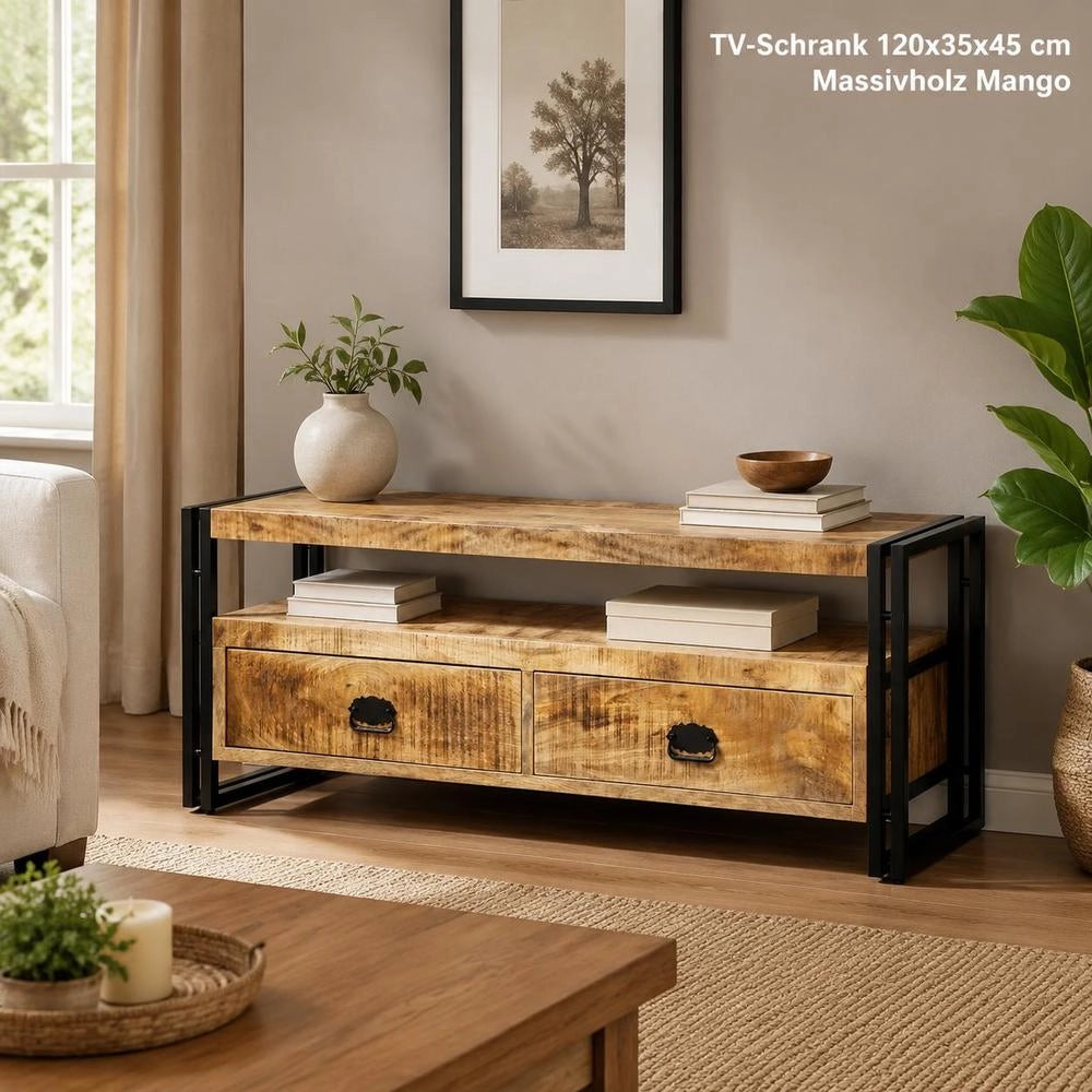 TV Cabinet 120x35x45 Cm Solid Mango Wood