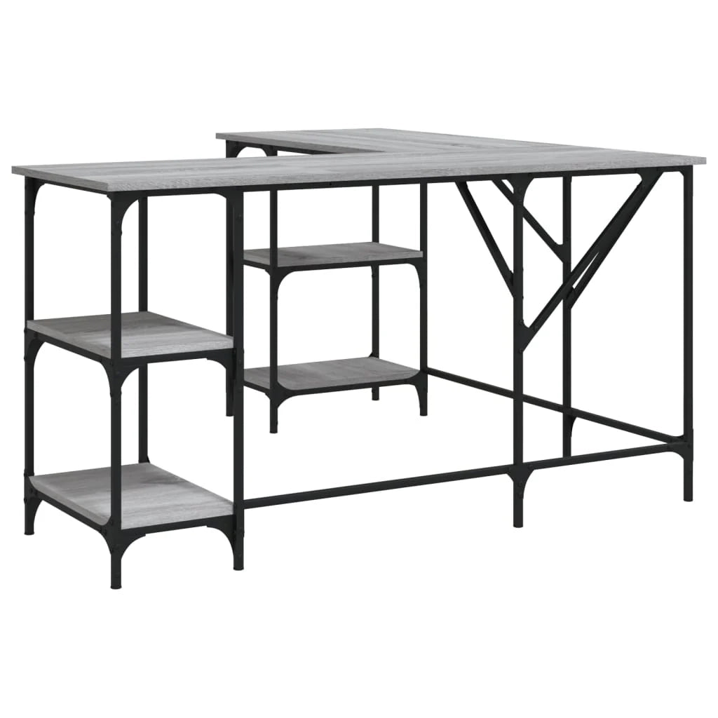 Scrivania Sonoma postazione computer mobile per computer scrivania da studio 139 x 139 x 75 cm legno ingegnerizzato grigio 02_0023948