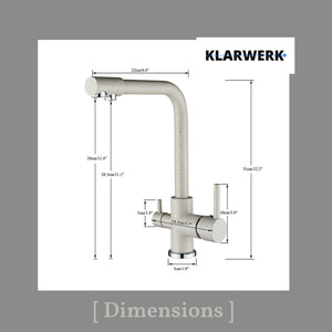 FELIX | Rubinetto per acqua potabile a 3 vie color beige sabbia | miscelatore da cucina ad osmosi in acciaio inossidabile | Filtro 3 connessioni