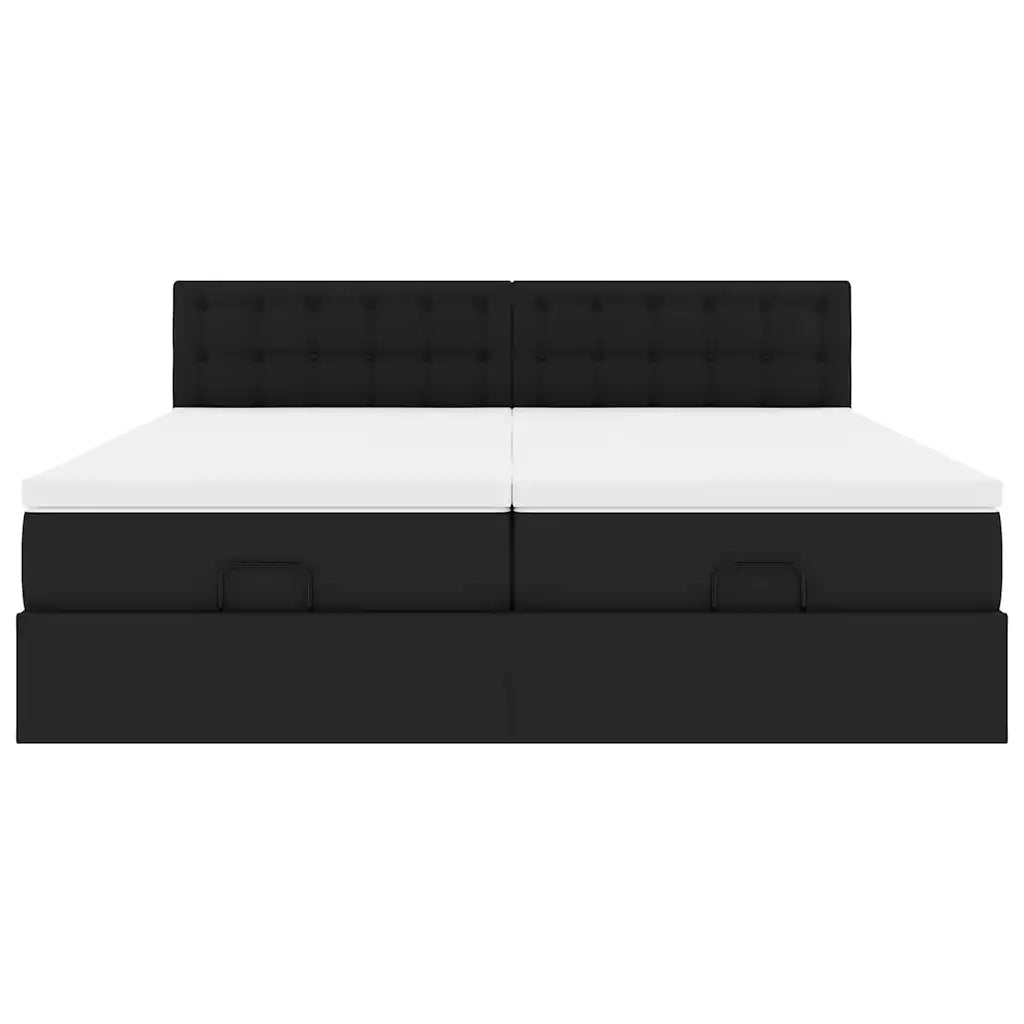 Pouf Letto con Materassi e LED Nero 180x200cm Similpelle 3312805
