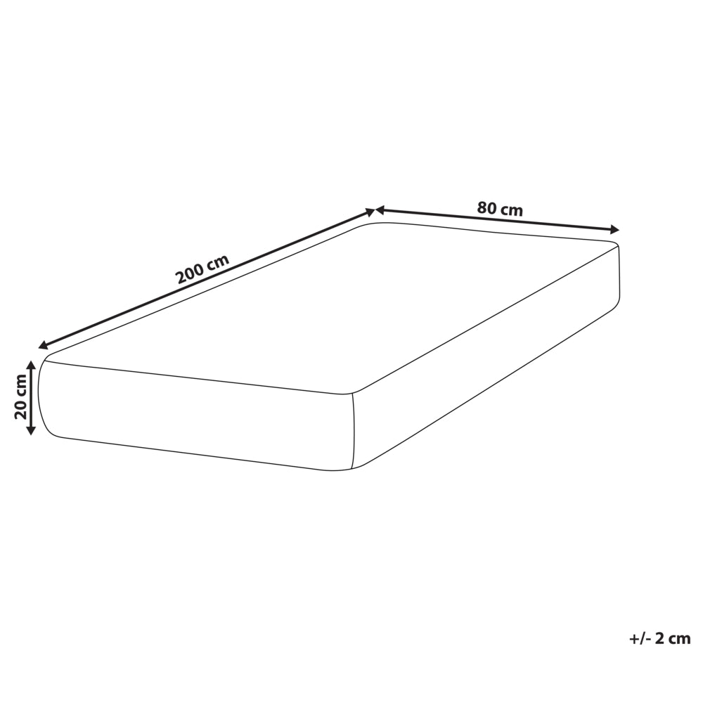 Materasso in schiuma bianco e grigio EU Singolo durezza media con cerniera e copertura in poliestere 80 x 200 cm rimovibile Accessori per la camera da letto