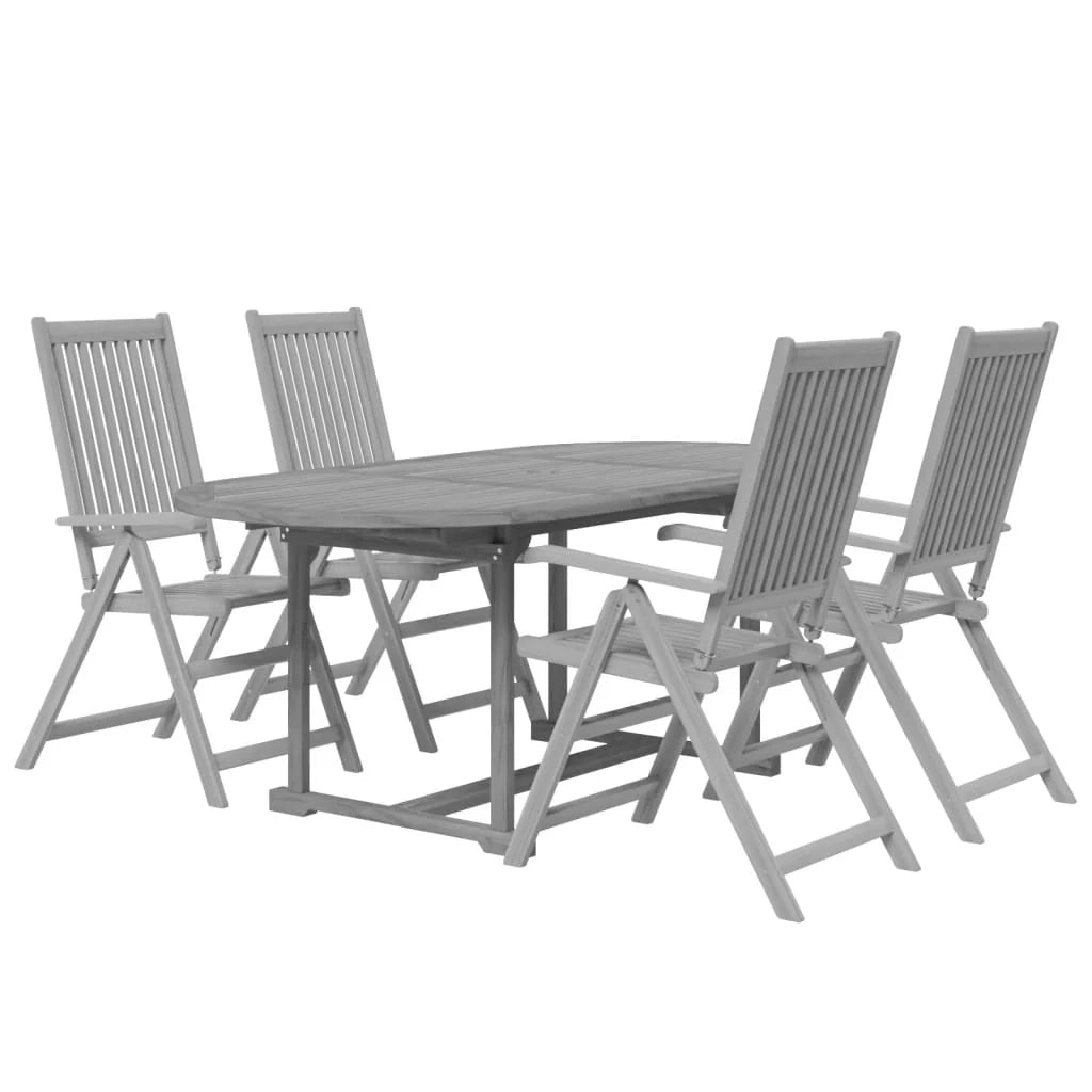 Set da pranzo da giardino 5 pezzi mobili da esterno legno massello di acacia 02_0013744
