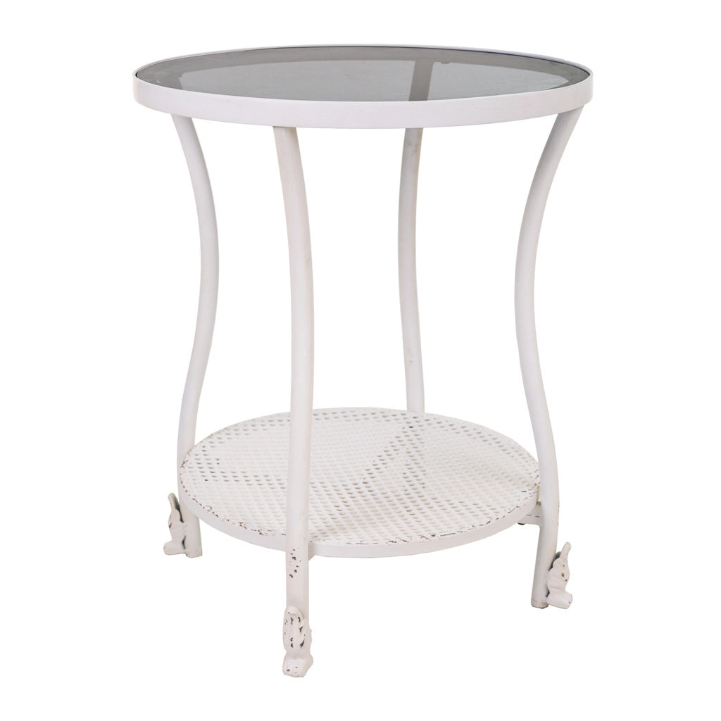 Tavolino in metallo bianco 50x50x60h