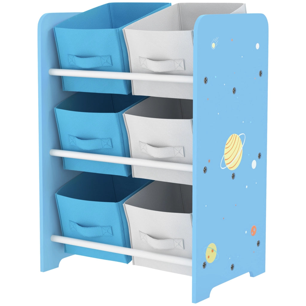 Scaffale per Bambini con Cestini ¨C Zephmum ¨C Azzurro 43x30x60 cm