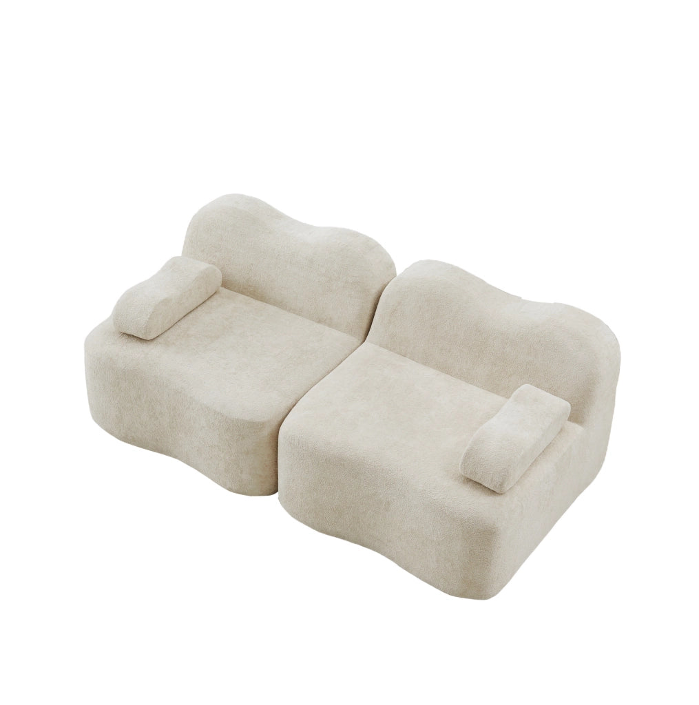 Divano modulare senza struttura in velluto beige HOMVRA
