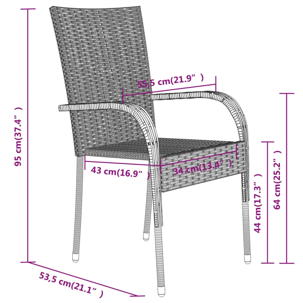 Set da Pranzo per Giardino 7 pz con Cuscini Marrone e Nero cod mxl 42242