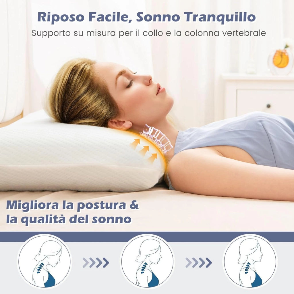 Set di 2 Cuscini Letto, Cuscini Letto Coppia in Schiuma di Memoria al Carbone di Bambù, con Taglio 3D per Flusso d'Aria, Morbida e Traspirante, 60x40x13 cm