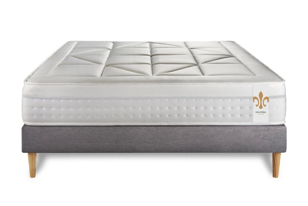 Pacchetto letto completo - Materasso 180x200cm + Box spring con doghe (kit) + 2 cuscini + Piumino - Vingt-Huit