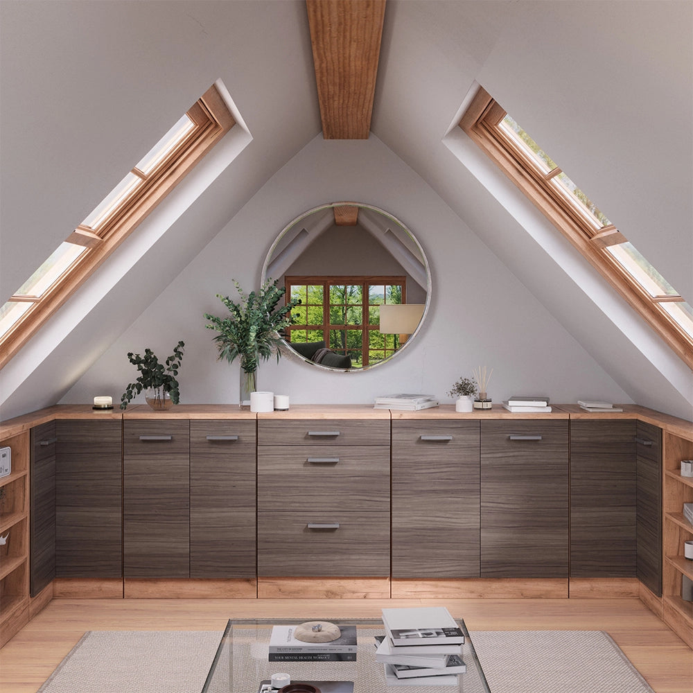 Mobile per mansarda Rion Grigio nobile/Rovere dorato 80 x 83.8 cm senza inclinazione con 2 ante Vicco