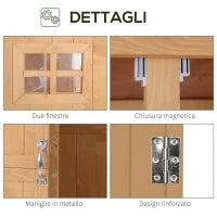 Casetta da Giardino Legno con Porta Doppia, Mensole e Finestre, 127.5x50x164cm