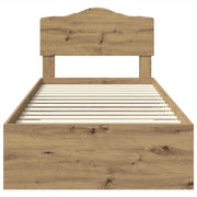 Letto singolo | Letto per adulti | Struttura del letto con testiera Rovere artigianale 90 x 200 cm