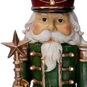 Soldatino Schiaccianoci in resina verde con led cm 14,5x11xh47