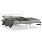 Letto matrimoniale | Letto per adulti | Giroletto con Testiera Metallo Bianco 183x213 cm
