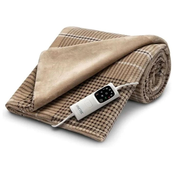 Imetec CaldoPlaid Elegance, Plaid Riscaldabile, Morbida Coperta Elettrica, 180x140 cm, Tessuto Double Face, Risparmio Energetico, Tecnologia Adapto, Rapido Riscaldamento, 6 Temperature, Lavabile
