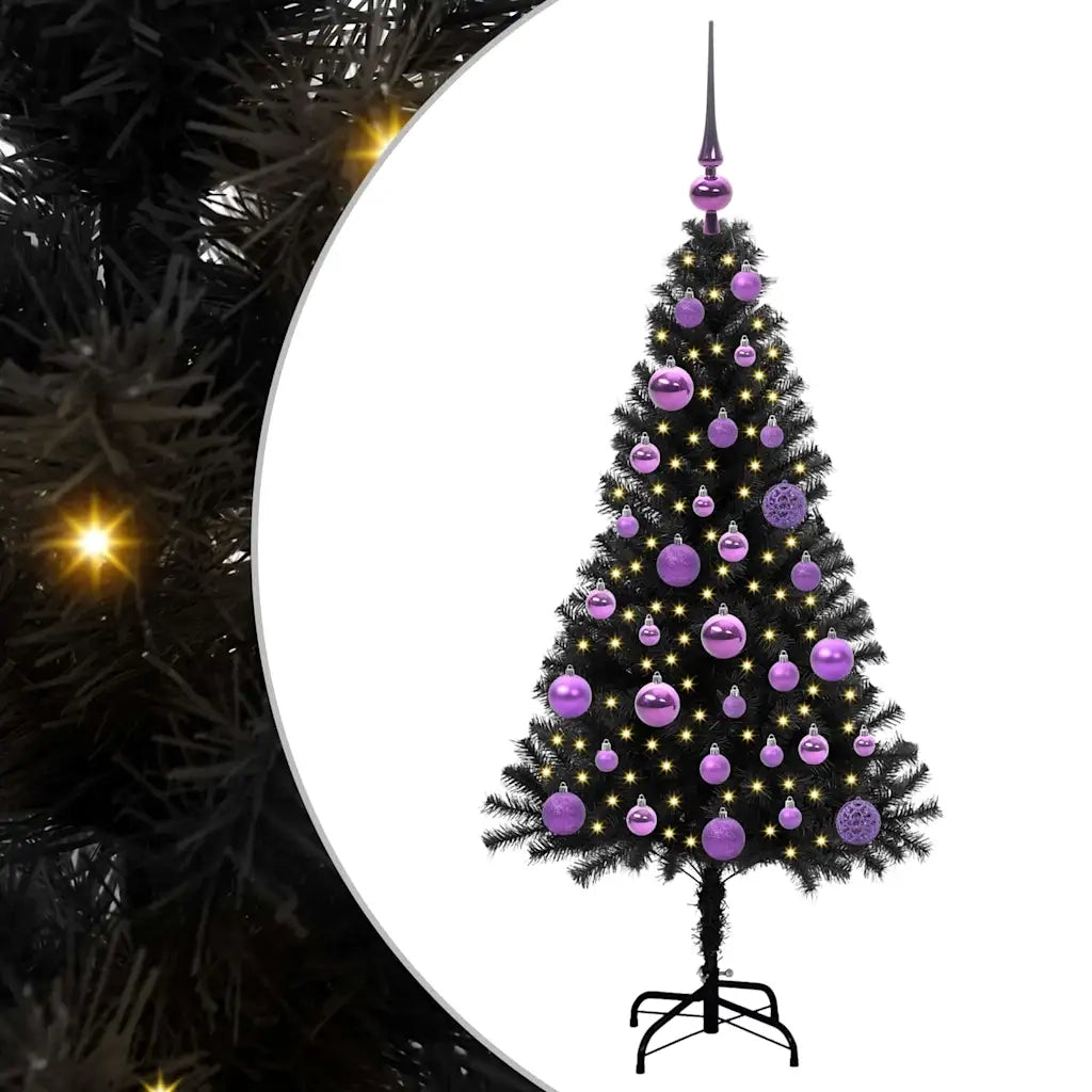 Albero di Natale con 150 LED con supporto Nero 120 cm PVC 3396462