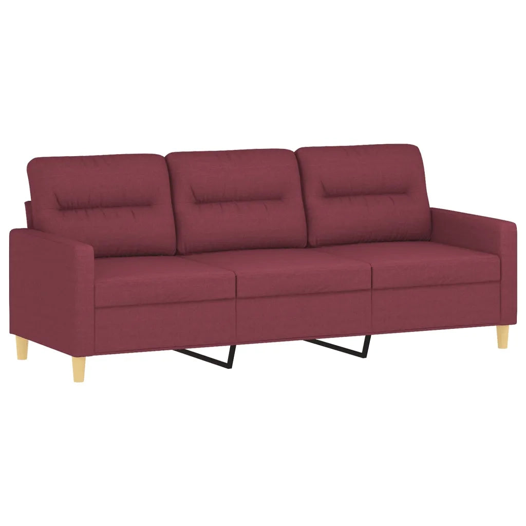 Set di Divani 3 pz con Cuscini Rosso Vino in Tessuto 3201630