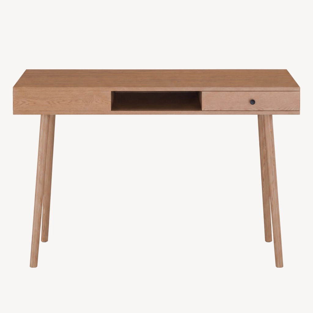 Scrivania Habo Tavolo con Cassetto e Scomparto Semichiuso 74x115x48 cm Color Legno Scuro [en.casa]