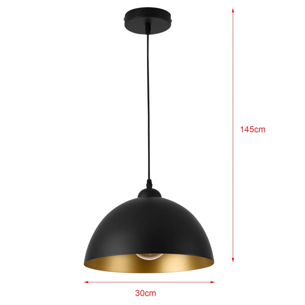Set di 2 lampade a sospensione per illuminazione interna altezza regolabile metallo diametro 30 cm nero e oro 03_0005761
