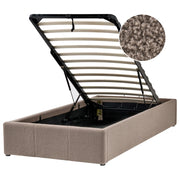 Letto singolo con contenitore in tessuto bouclè tortora 90 x 200 cm portaoggetti stile moderno