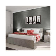 Letto una piazza e mezza in legno colore cemento