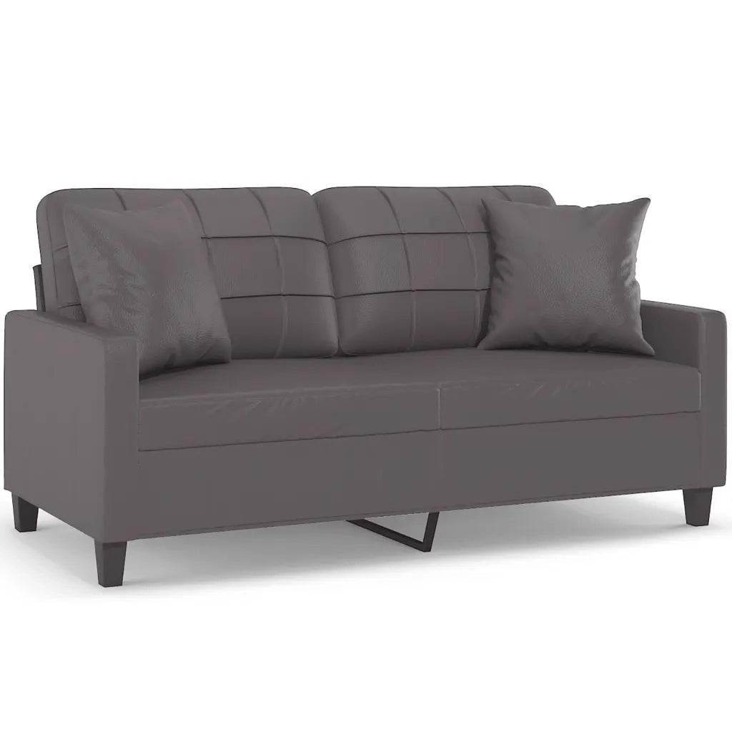 Divano a 2 Posti con Cuscini-Sofa 2 Posti con Cuscini Grigio 140 cm in Similpelle 144626