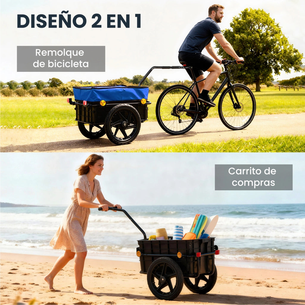 Rimorchio Bicicletta ¨C zephmum ¨C Blu Acciaio Oxford 144x59x80 cm