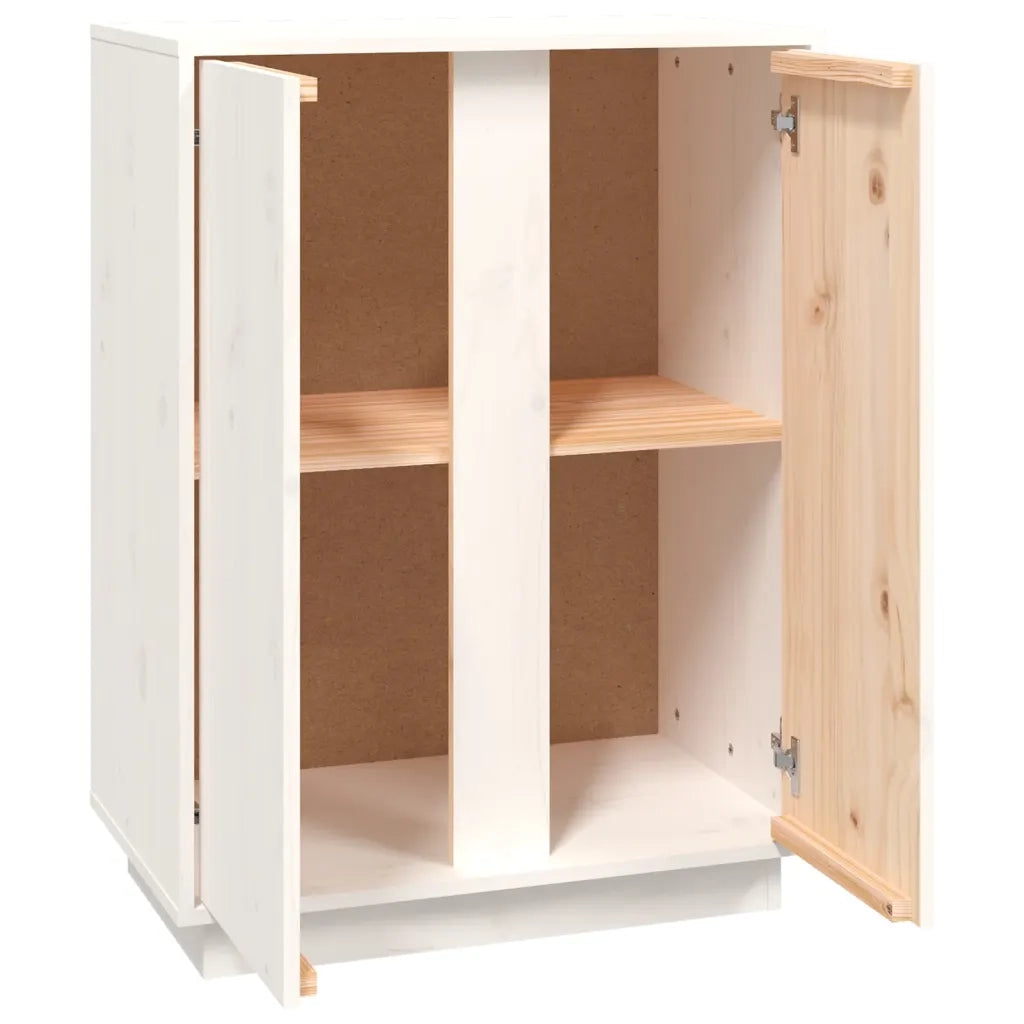 Credenza Bianca 60x35x80 cm in Legno Massello di Pino 814490