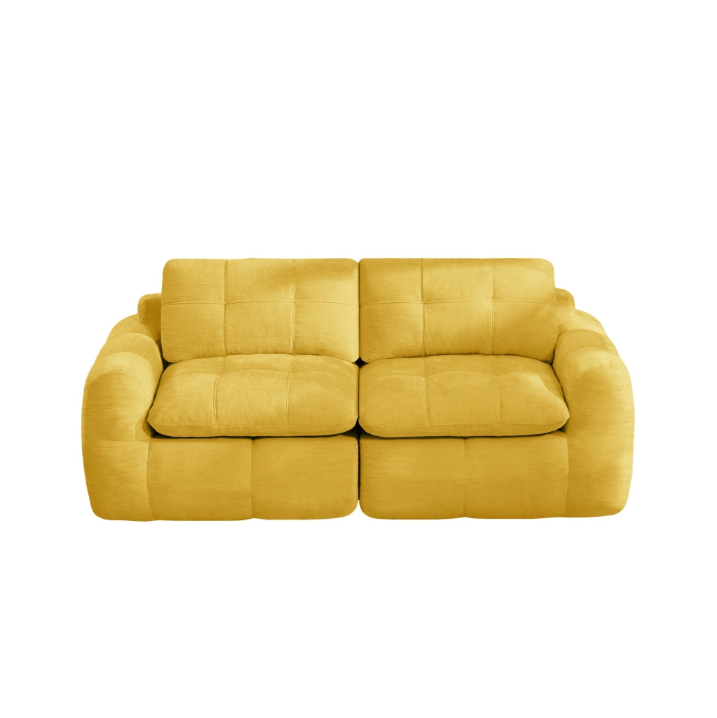 Divano modulare 2 posti 194x97 cm giallo in ciniglia; senza montaggio