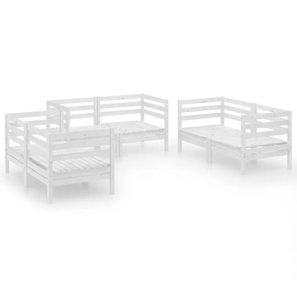 Set Divani da Giardino 6 pz Bianco in Legno Massello di Pino cod mxl 36495