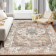 Tappeto Vintage 120 x 180 cm - Lavabile, Resistente allo Scivolamento e Felpato - Stile Boho per Salotto, Camera da Letto, Cucina e Sala da Pranzo
