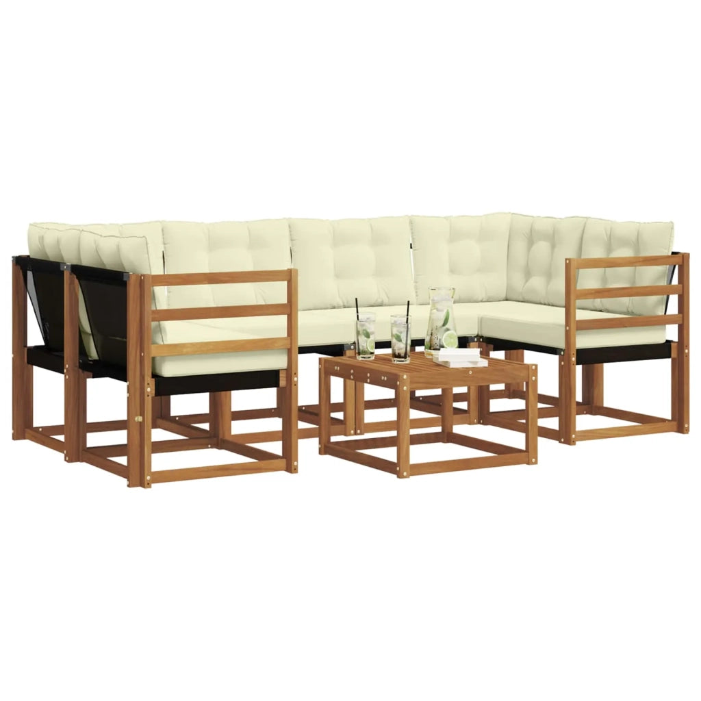 Set di divani da esterno con cuscino 7 pcs Naturale e Crema