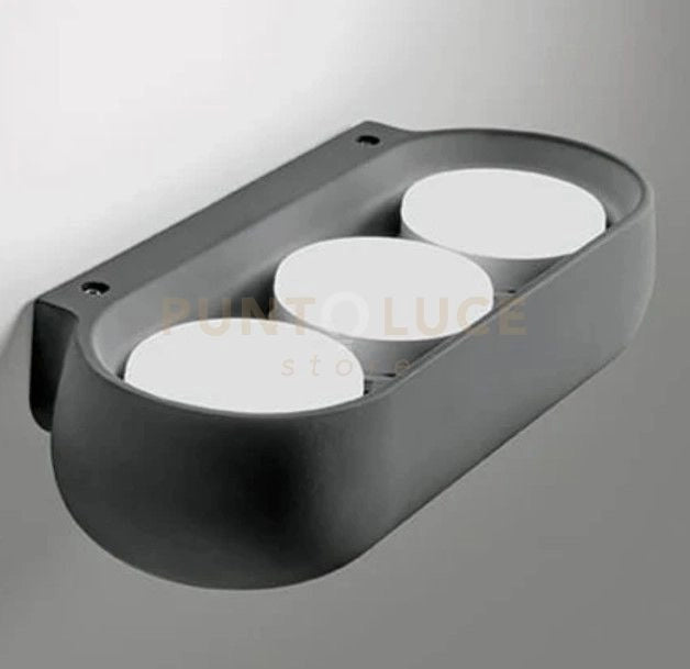MYSIA applique a Parete  3 Luci attacco GX53 Grigia RAL 7039 27,5x12cm