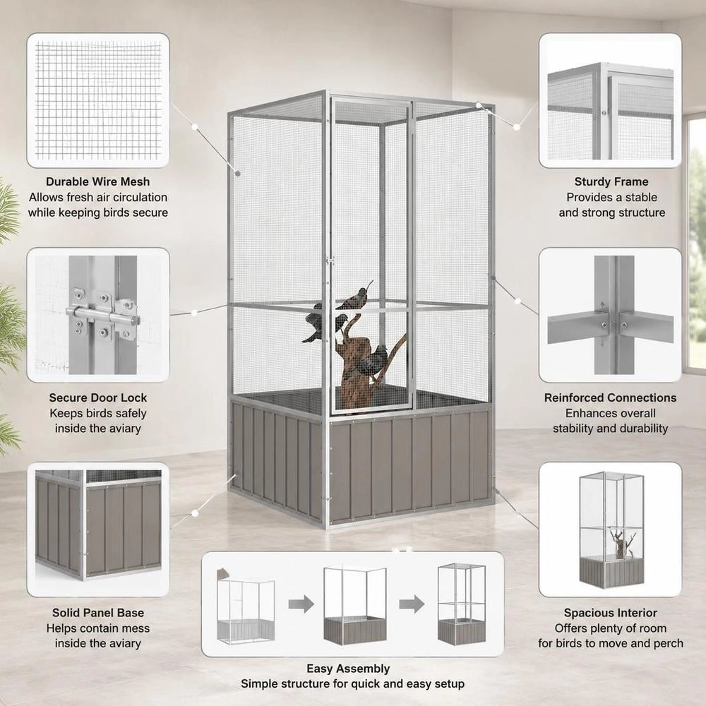 Birdcage Gray 111x107x211.5 Cm Galvanized Steel