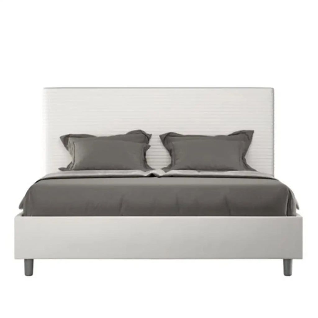 Letto matrimoniale contenitore imbottito 160x200 similpelle bianco Focus