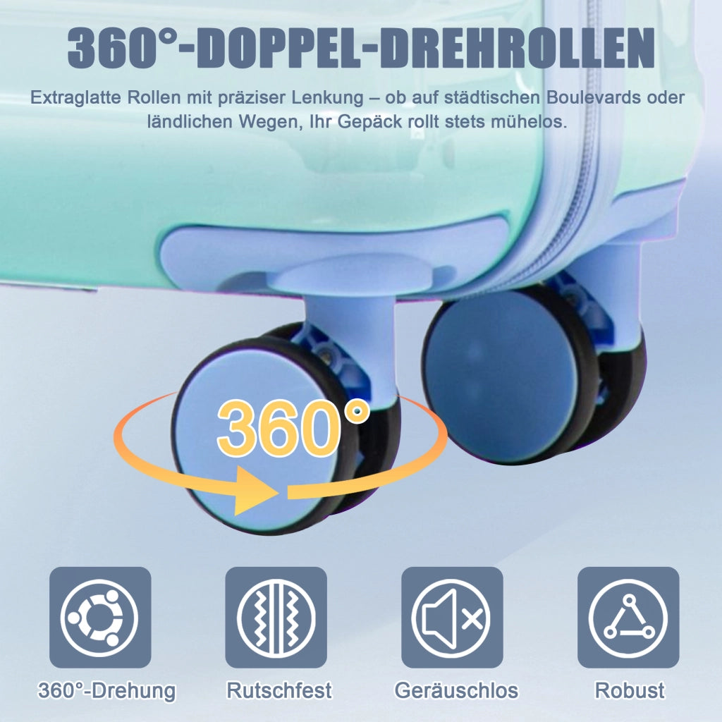 Set di valigie 4 pezzi con lucchetto a combinazione, ruote doppie 360°, manico telescopico, pc, giallo