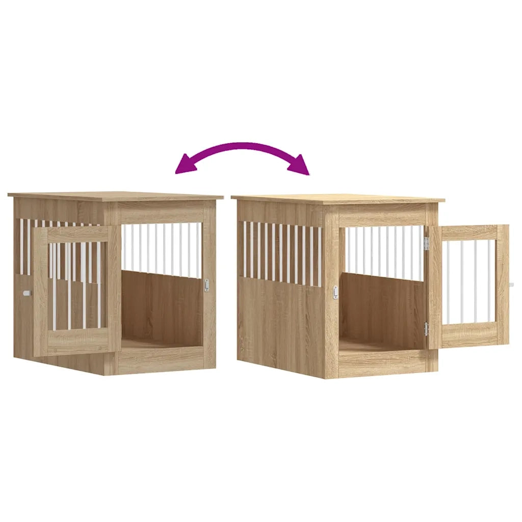 vidaXL Gabbia Cani da Arredamento Rovere Sonoma 55x80x68cm Multistrato