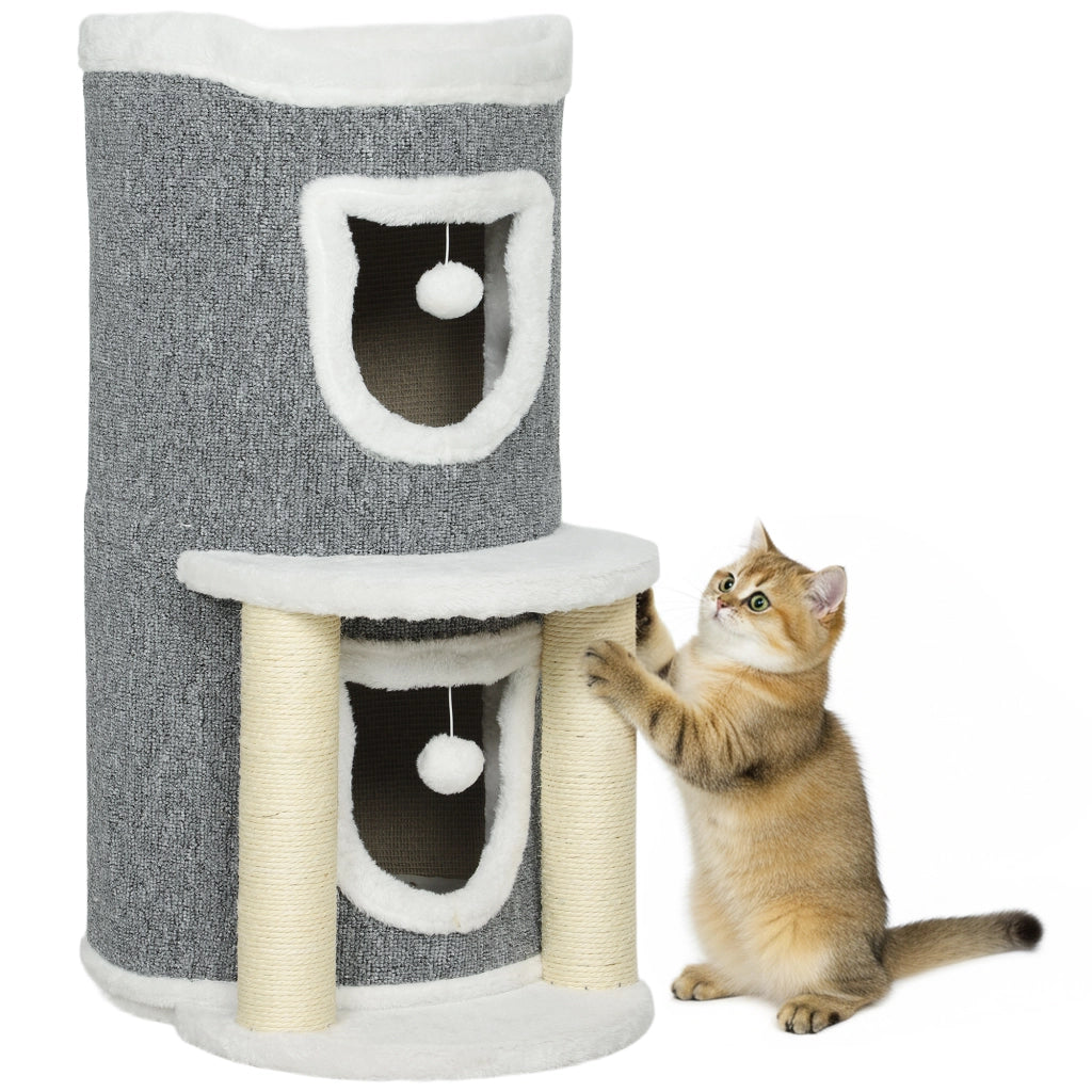 Tiragraffi per Gatti Alto con Casette e Lettino ¨C Zephmum ¨C Grigio