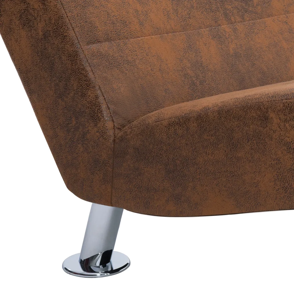 Sdraio con Cuscino Marrone in Pelle Sintetica Scamosciata CFW6905310