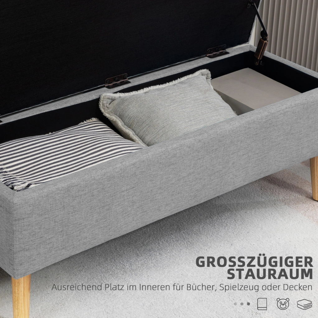 PANCA CONTENITORE 110 x 39 x 45 cm Grigio Effetto lino