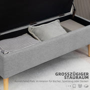 PANCA CONTENITORE 110 x 39 x 45 cm Grigio Effetto lino