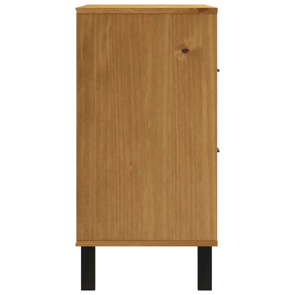 Buffet credenza cassettiera armadio mobile contenitore organizer per cucina soggiorno salotto con anta in vetro 80 x 40 x 80 cm legno di pino massiccio marrone 02_0030104