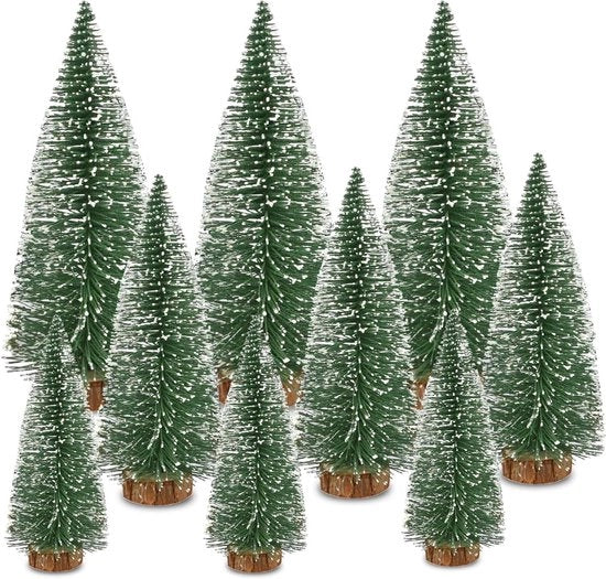 Mini alberi di Natale artificiali miniatura alberi di Natale verde miniatura decorazione da tavola per decorazione da tavola DIY decorazione per Natale 9 pezzi
