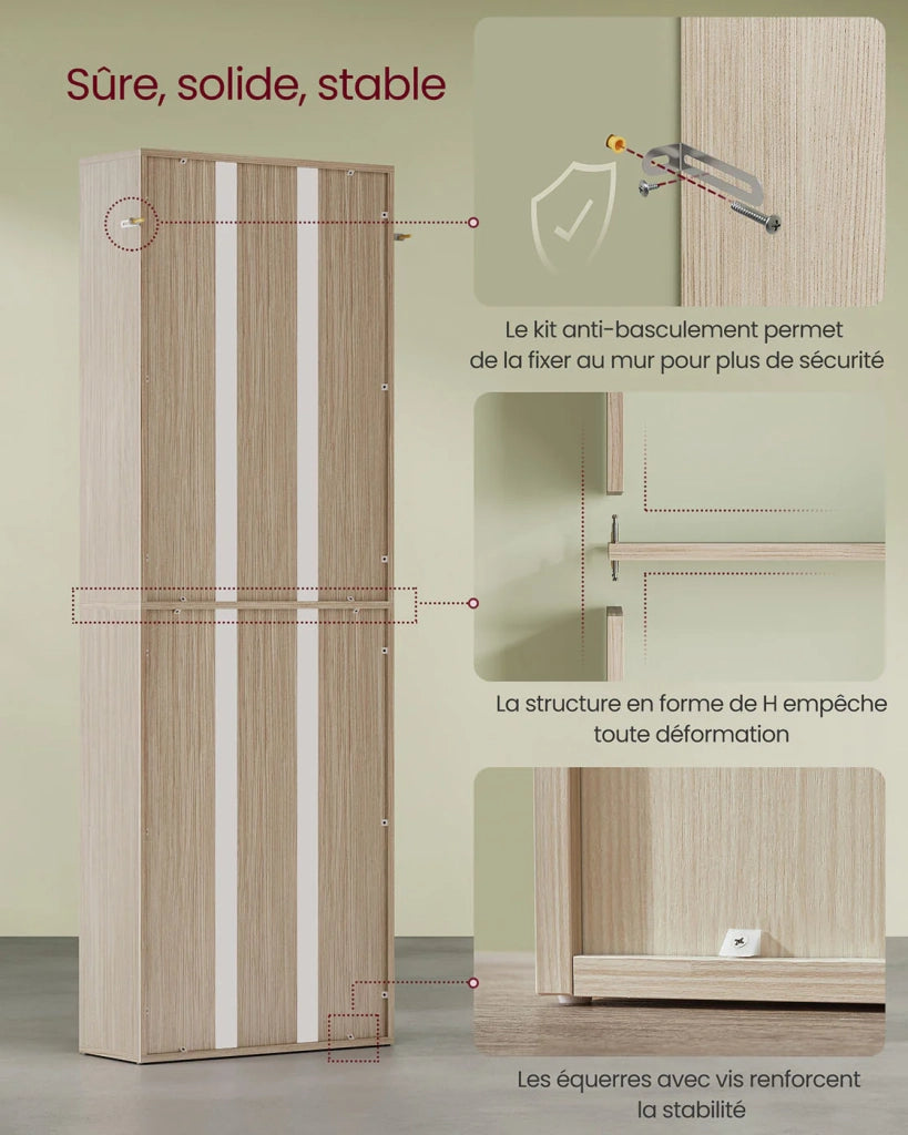 Libreria/mobile contenitore a 6 ripiani per soggiorno ufficio camera da letto stile scandinavo 40 x 24 x 1785 cm beige 12_0004253
