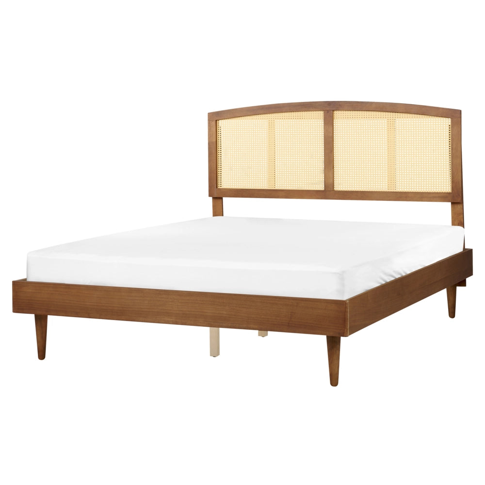 Letto in legno di gomma chiaro UE matrimoniale 160 x200 cm con testiera a doghe Stile rustico minimalista