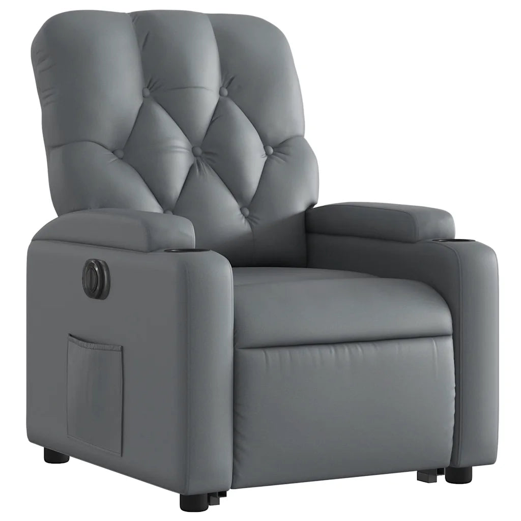 Poltrona Alzapersona Reclinabile Grigio in Similpelle 3204789