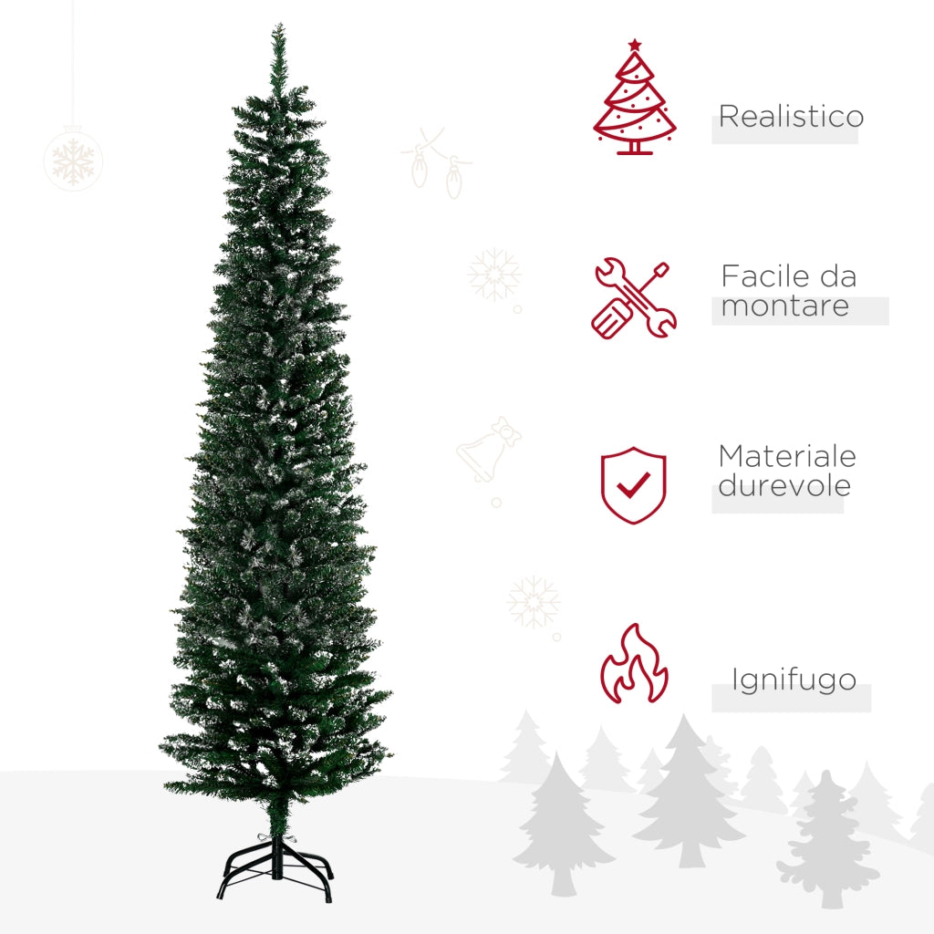 Albero di Natale Slim Innevato Artificiale ¨C zephmum ¨C Verde 190 cm